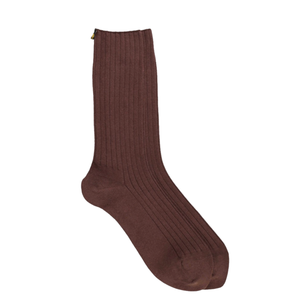 Label Fluted Socks Dark Brown